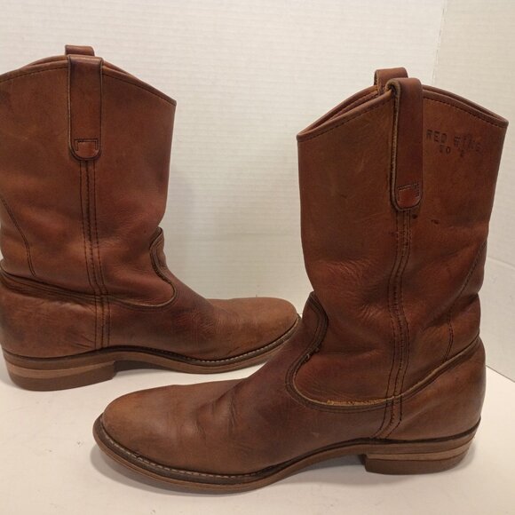 Vintage RED WING 1155 PECOS Size 11 Brown Leather Pull-on Work Boots *Classic* - Picture 5 of 14